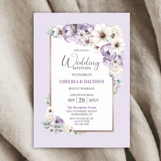 Invitation Réception De Mariage Floral Violet