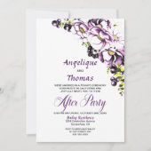 Invitation Réception De Mariage Floral Violet (Devant)