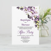 Invitation Réception De Mariage Floral Violet (Debout devant)