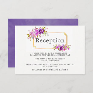 Invitation Réception de mariage floral violet et violet