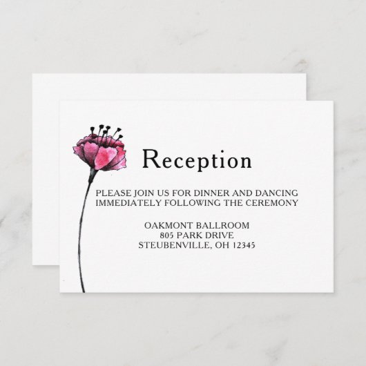 Invitation Réception De Mariage Florale (Devant / Derrière)
