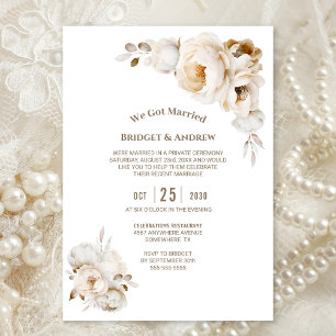Invitation Réception De Mariage Florale À La Crème Rustique