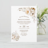 Invitation Réception De Mariage Florale À La Crème Rustique (Debout devant)