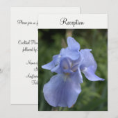 Invitation Réception de mariage florale aux iris myosotis (Devant / Derrière)