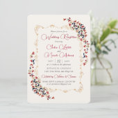 Invitation Réception de mariage florale botanique de luxe pai (Debout devant)