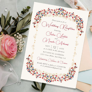 Invitation Réception de mariage florale botanique de luxe pai