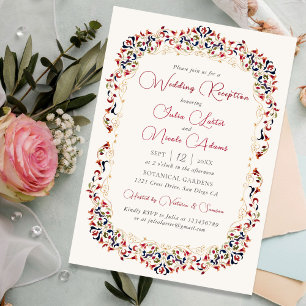 Invitation Réception de mariage florale botanique de luxe pai