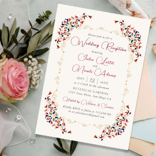 Invitation Réception de mariage florale botanique de luxe pai