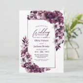 Invitation Réception De Mariage Florale De Plum Rose (Debout devant)