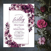 Invitation Réception De Mariage Florale De Plum Rose