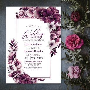 Invitation Réception De Mariage Florale De Plum Rose
