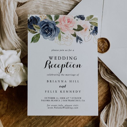 Invitation Réception de mariage florale élégante d'hiver
