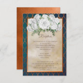 Invitation Réception de mariage florale élégante sarcelle cui (Devant / Derrière)