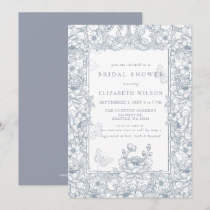 Invitation Réception de mariage florale en toile de chinoiser