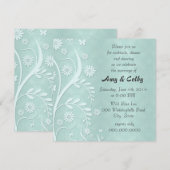 Invitation Réception de mariage florale et damassée sarcelle (Devant / Derrière)