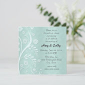 Invitation Réception de mariage florale et damassée sarcelle (Debout devant)