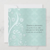 Invitation Réception de mariage florale et damassée sarcelle (Dos)