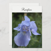 Invitation Réception de mariage florale Iris Pervenche (Devant / Derrière)