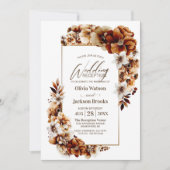 Invitation Réception De Mariage Florale Rustique Brûlée Orang (Devant)