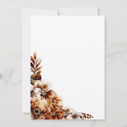 Invitation Réception De Mariage Florale Rustique Brûlée Orang (Dos)