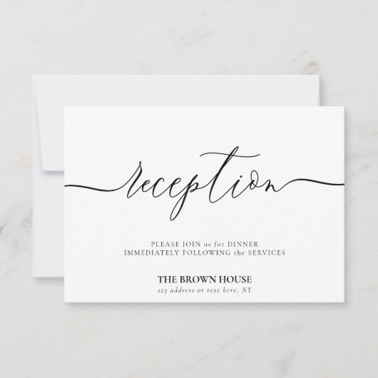Invitation Réception de mariage formelle claire après dîner (Devant)