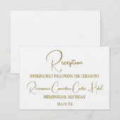 Invitation Réception de mariage formelle en noir et or  (Devant / Derrière)
