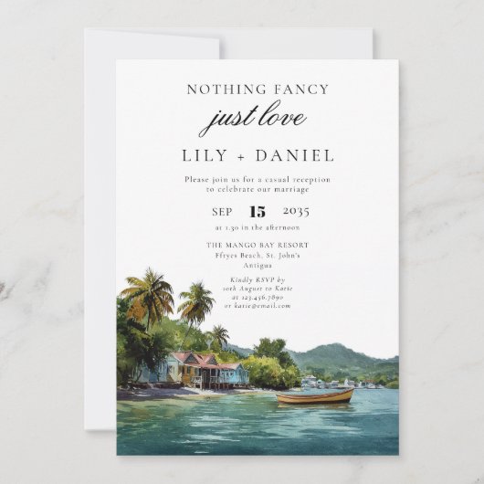 Invitation Réception de mariage fugué tropical des Caraïbes (Devant)