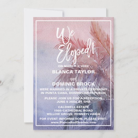 Invitation Réception de Mariage Fuité au Coucher de Soleil Tr (Devant)