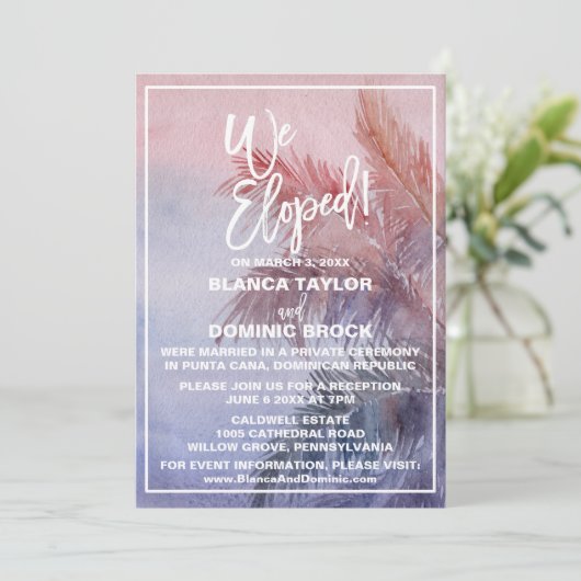 Invitation Réception de Mariage Fuité au Coucher de Soleil Tr (Debout devant)