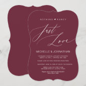 Invitation Réception de mariage fuite moderne Bourgogne Scrip (Devant / Derrière)