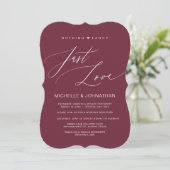 Invitation Réception de mariage fuite moderne Bourgogne Scrip (Debout devant)