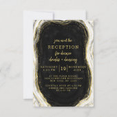 Invitation Réception de mariage géode agate noir blanc et or (Devant)