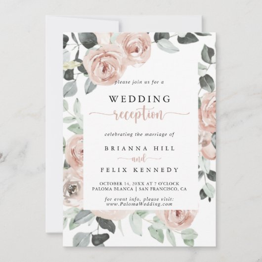 Invitation Réception de mariage Geometric Classic Rose Pâle  (Devant)