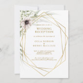 Invitation Réception de mariage géométrique Eucalyptus Or (Devant)