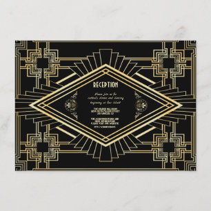 Invitation Réception de mariage Glam Gold Black Gatsby