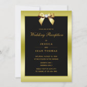 Invitation Réception de mariage Glam Gold Bow & Black (Devant)