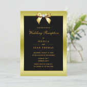 Invitation Réception de mariage Glam Gold Bow & Black (Debout devant)
