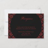 Invitation Réception de mariage gothique rouge et noir Damas (Devant)