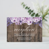 Invitation Réception de mariage grange florale violette rusti (Debout devant)