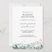 Invitation Réception de mariage Green et Gold Mountain (Devant)