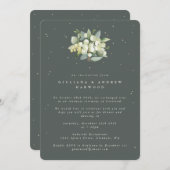 Invitation Réception de mariage Green Snowberry+Eucalyptus (Devant / Derrière)