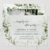 Invitation Réception de mariage Greenery Happily Ever After I (Devant / Derrière)