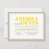 Invitation Réception de mariage gris et jaune seulement Invit (Devant)