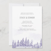 Invitation Réception de mariage gris lavande en forêt hiverna (Devant)