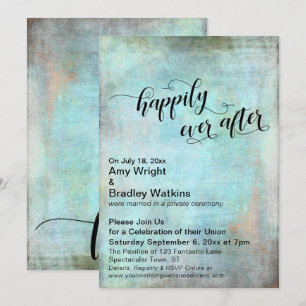 Invitation Réception de mariage Grunge Aqua Pour toujours heu