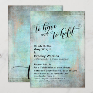 Invitation Réception de mariage Grunge Aqua To Have and To Ho