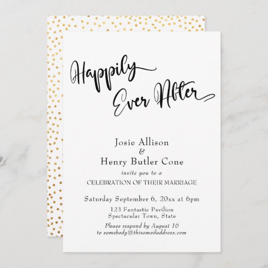 Invitation Réception de mariage Happily Ever After Confettis (Devant / Derrière)