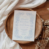 Invitation Réception de mariage héritage bleu français