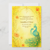 Invitation Réception de mariage hindou indien Peacock Floral (Devant)