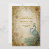 Invitation Réception de mariage hindou indien Peacock Floral (Devant)